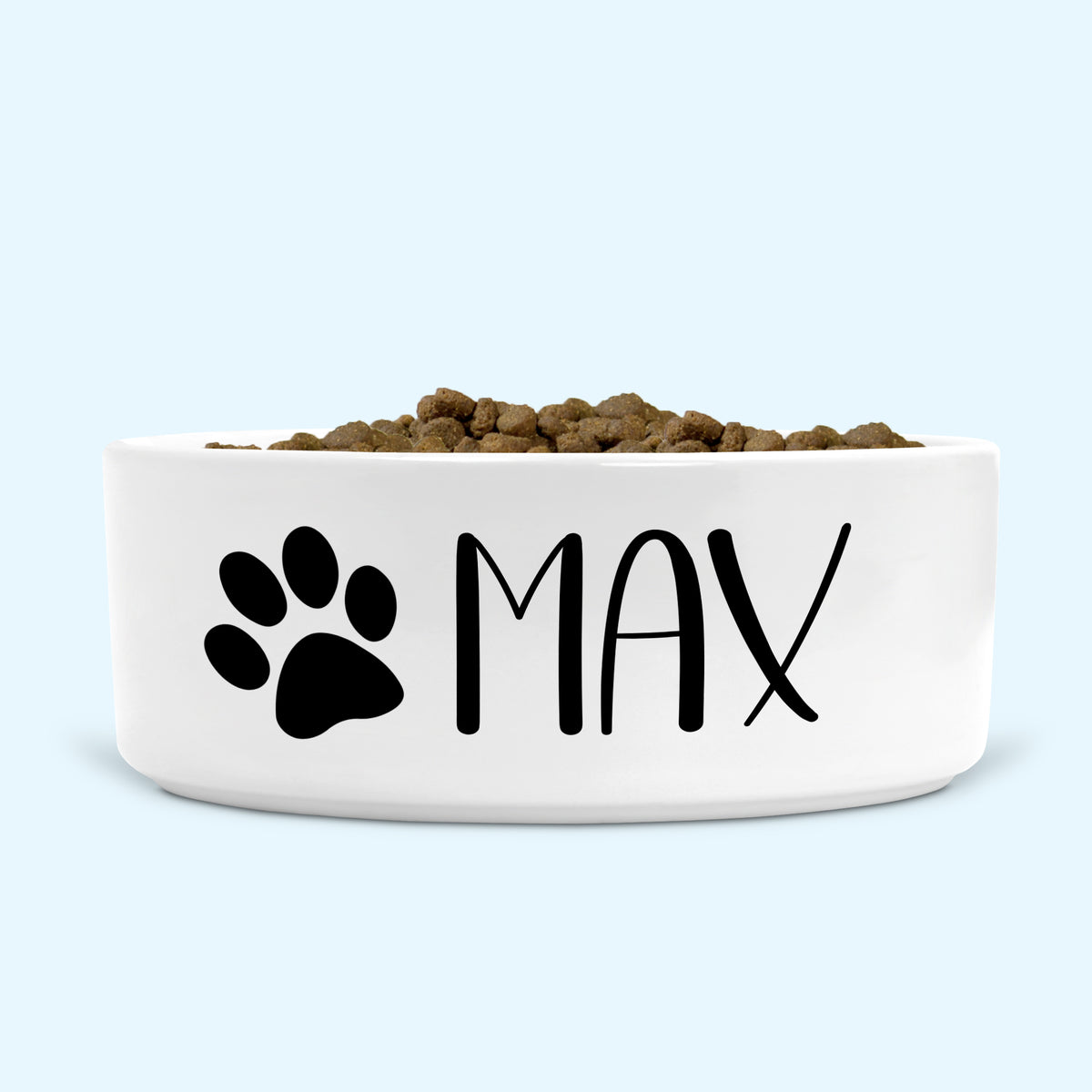 Personalised Ceramic Dog Bowl Small-Medium with Paw Print Black