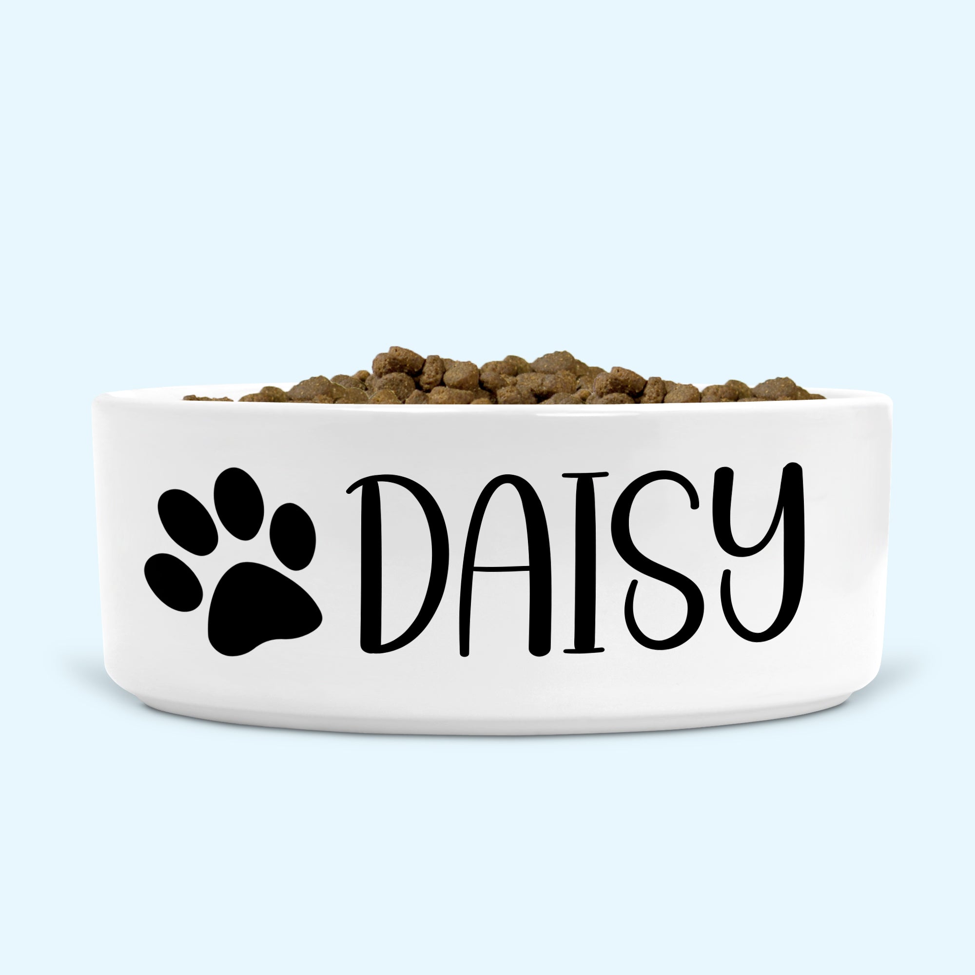 Personalised Ceramic Dog Bowl Small-Medium with Paw Print Black