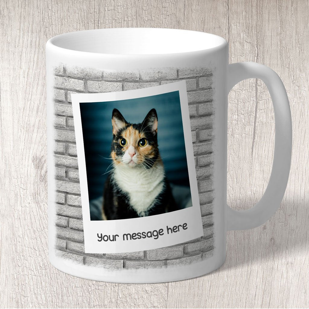 Cat Photo Retro Personalised Message Mug