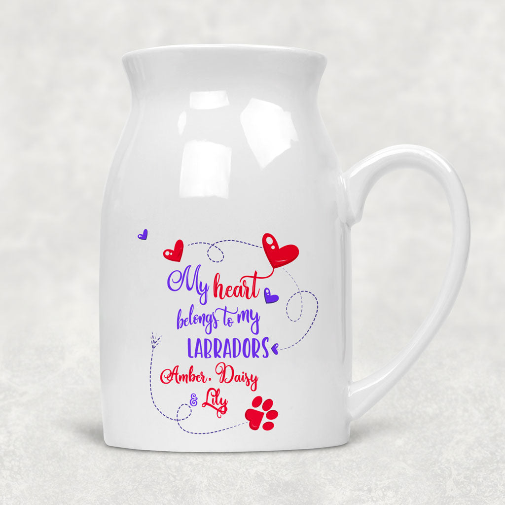 My Heart Belongs To My _ _ _ with (3+ names) Rustic Flower Vase/Jug (Indigo)