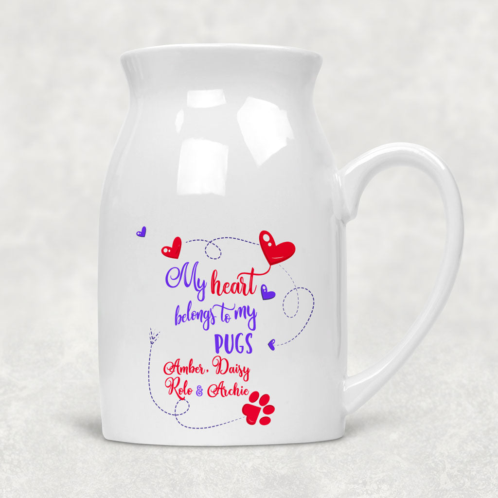 My Heart Belongs To My _ _ _ with (3+ names) Rustic Flower Vase/Jug (Indigo)