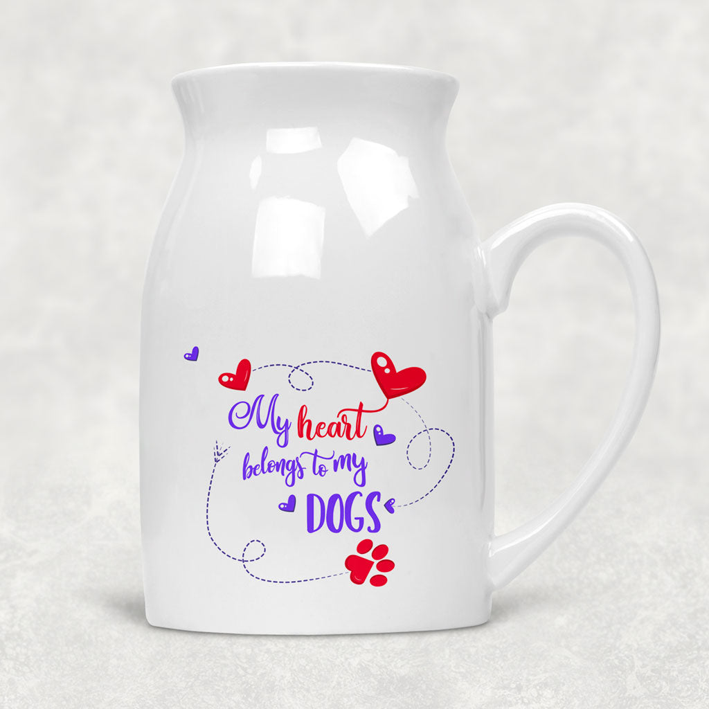 My Heart Belongs To My Dogs Rustic Flower Vase/Jug (Indigo)