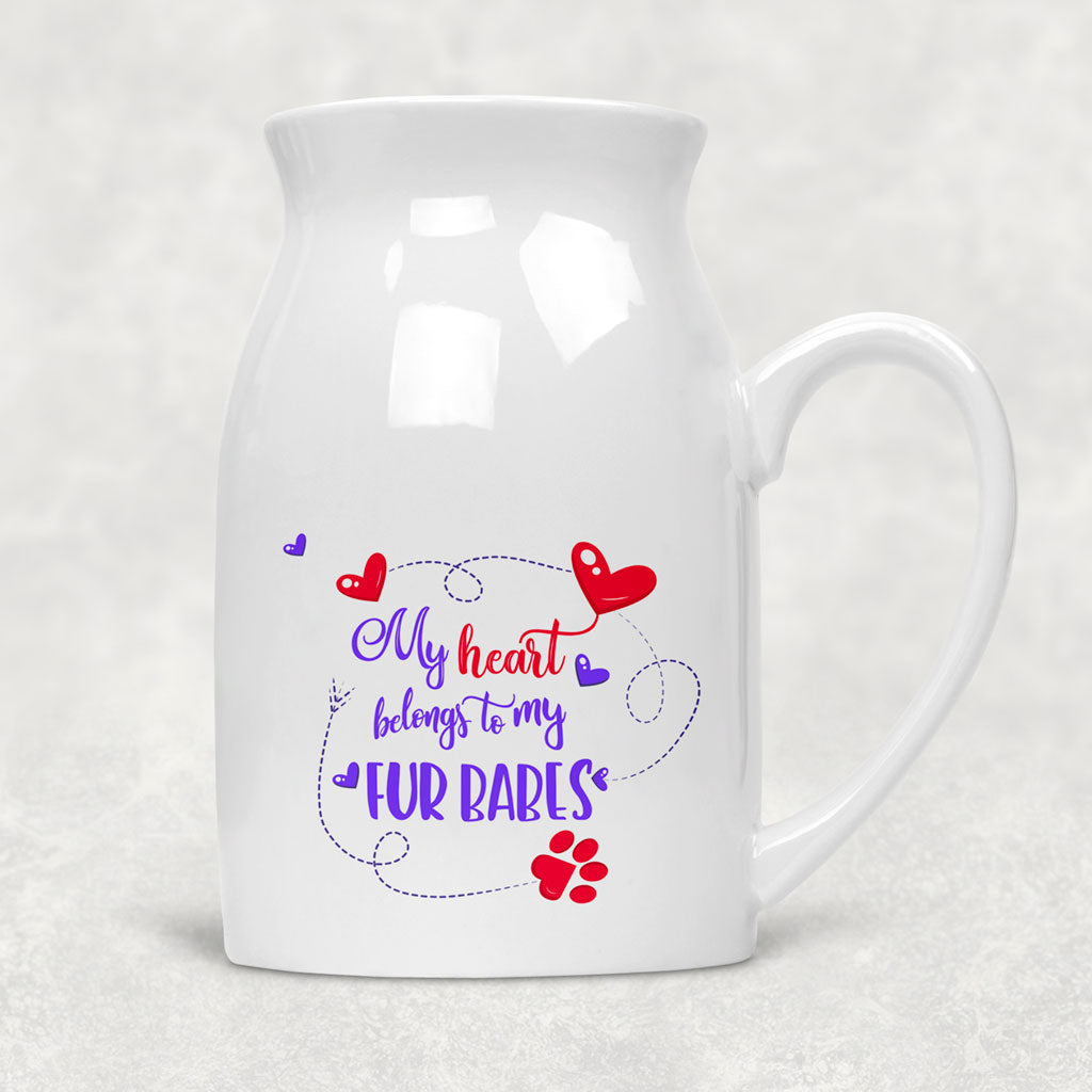 My Heart Belongs To My Fur Babes Rustic Flower Vase/Jug (Indigo)