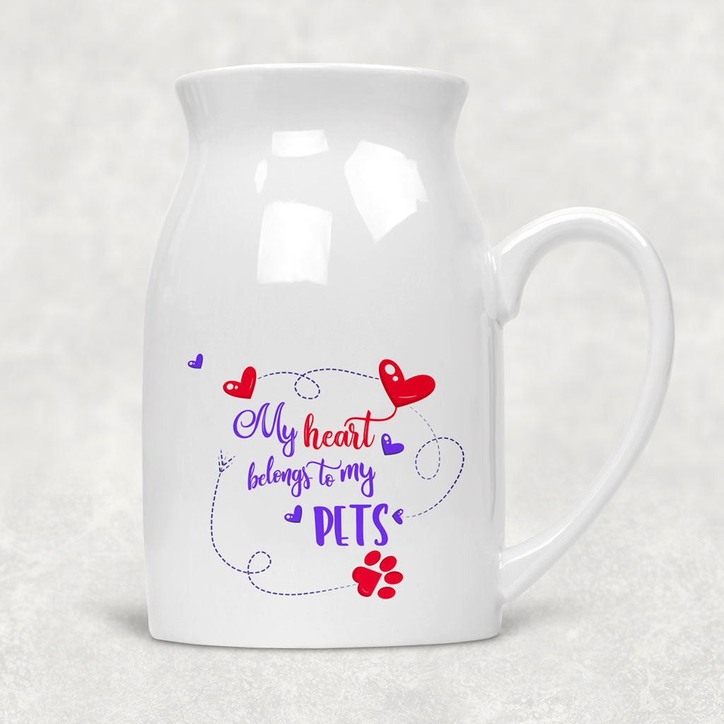 My Heart Belongs To My Pets Rustic Flower Vase/Jug (Indigo)