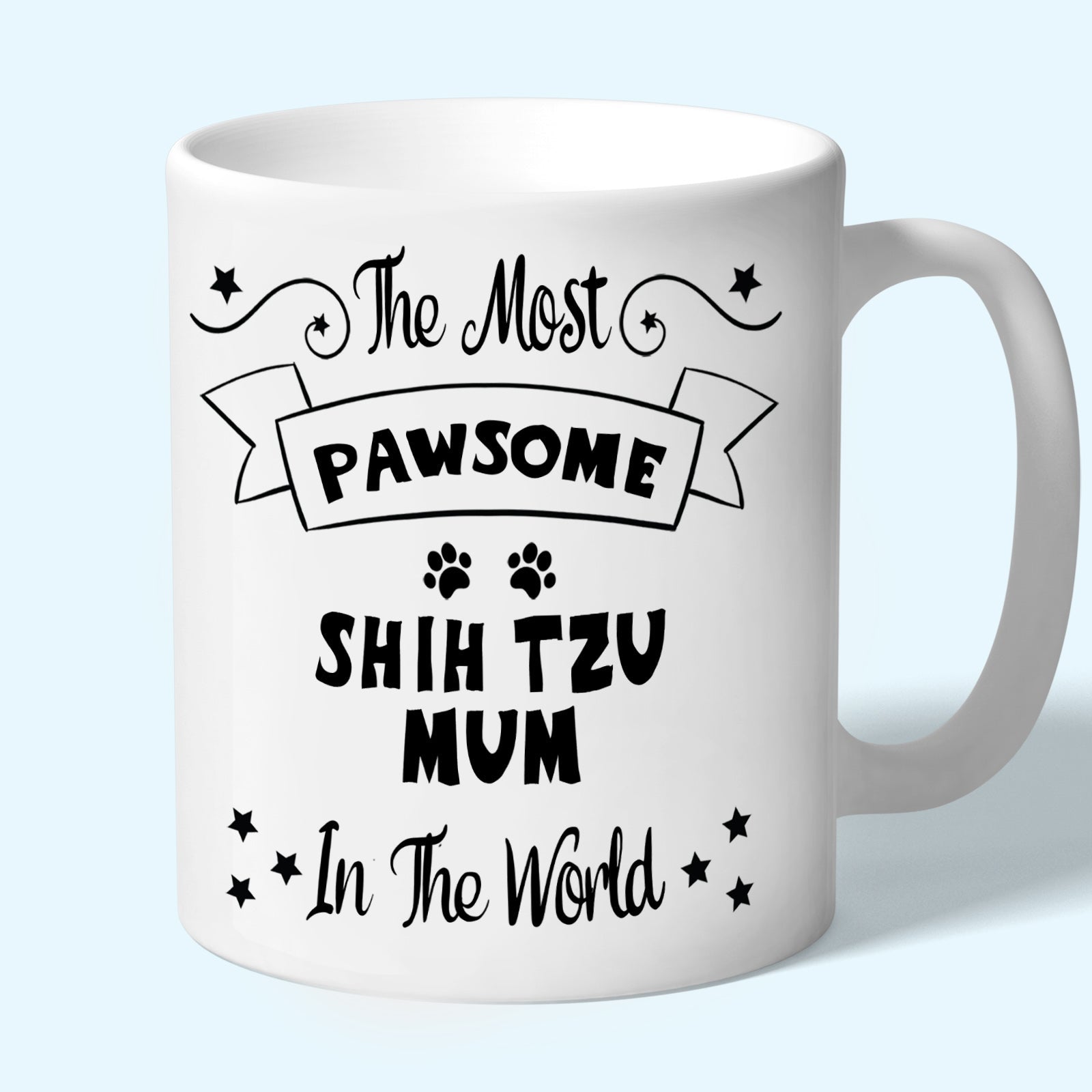 The Most Pawsome Shih Tzu mum mug in black design