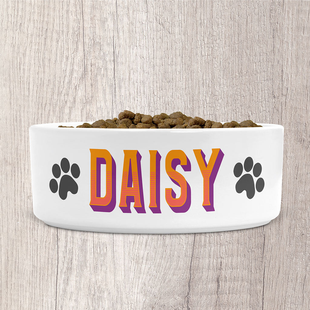 Purple ceramic hotsell dog bowl