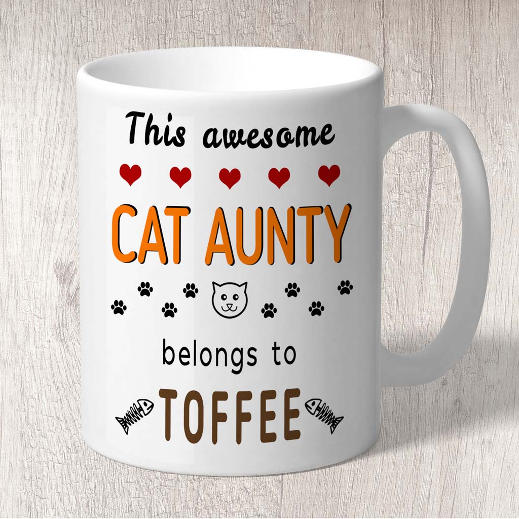 This Awesome Cat Aunty Belongs to (1 x Cat name) Mug