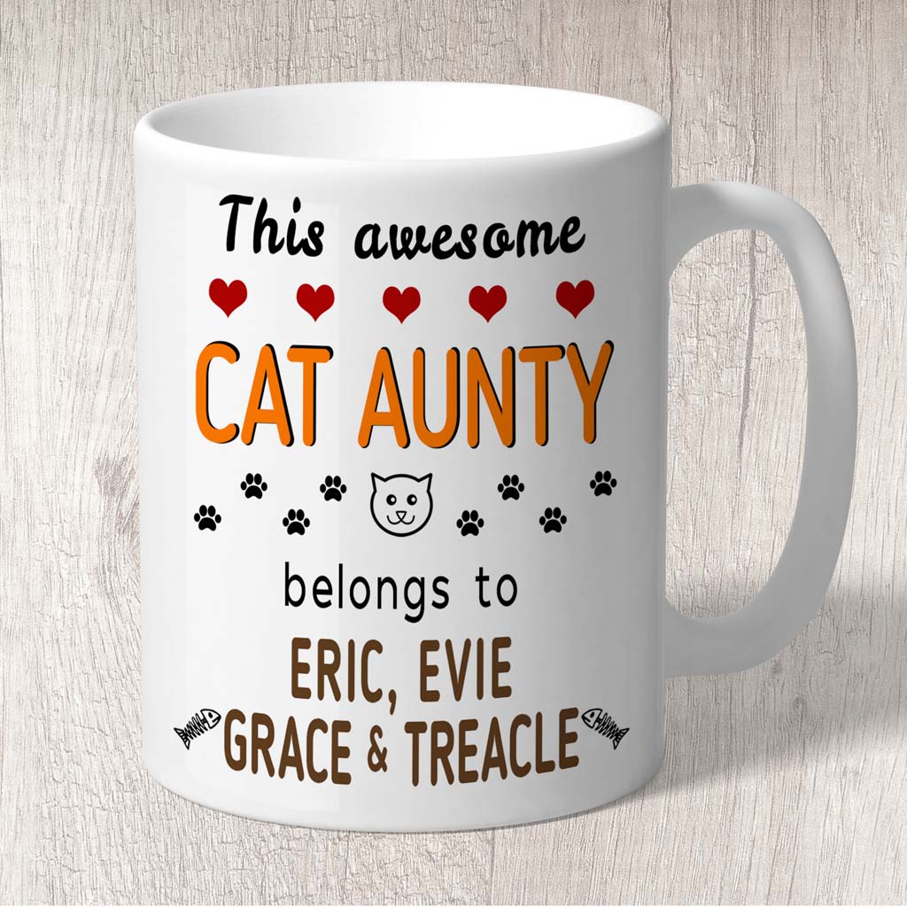 This Awesome Cat Aunty Belongs to (3-7 Cat names) Mug
