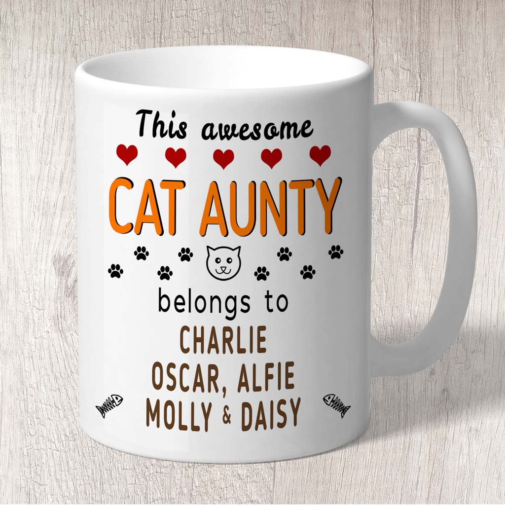 This Awesome Cat Aunty Belongs to (3-7 Cat names) Mug