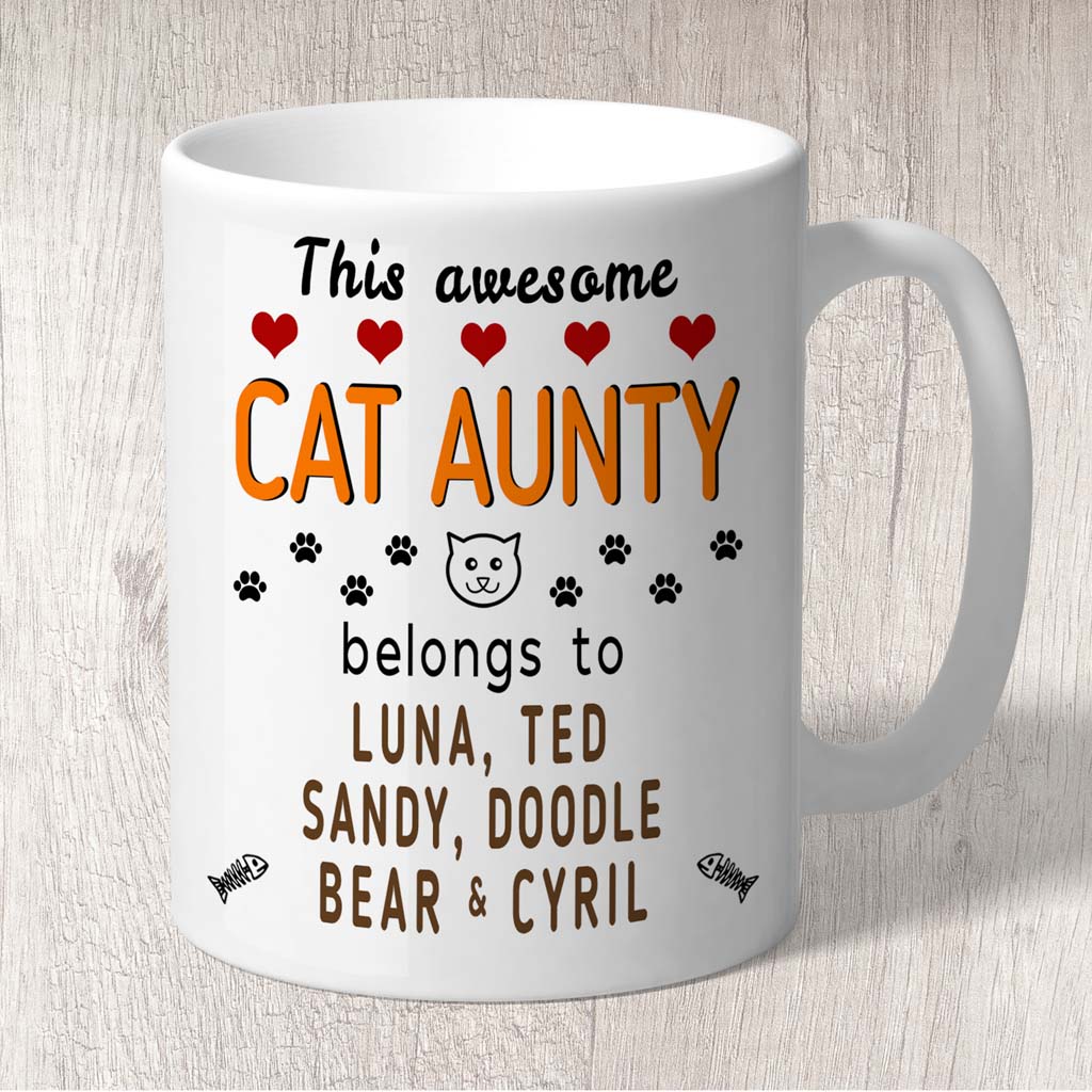 This Awesome Cat Aunty Belongs to (3-7 Cat names) Mug
