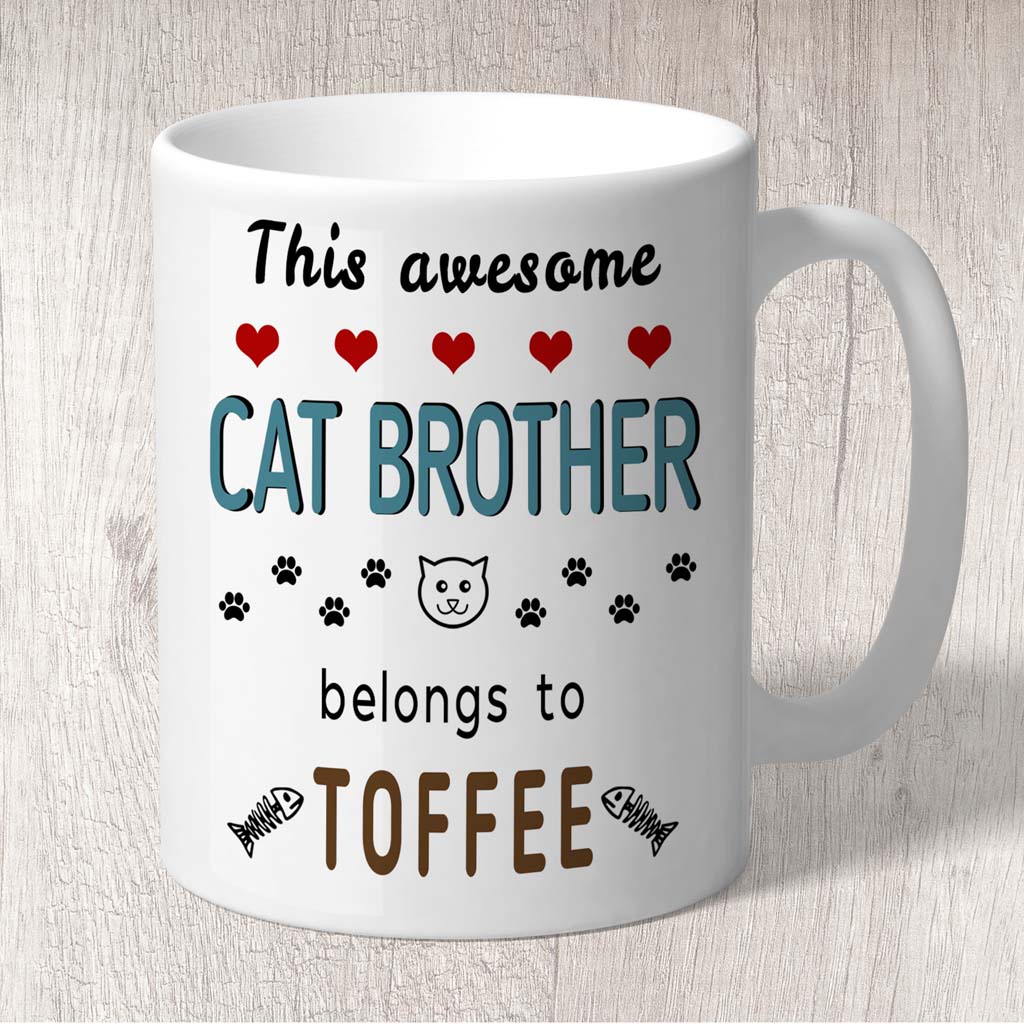 This Awesome Cat Brother Belongs to (1 x Cat name) Mug