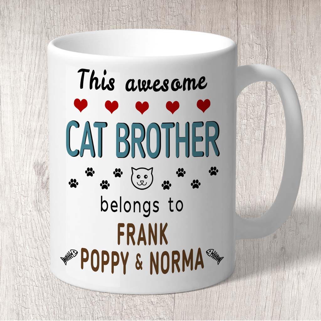 This Awesome Cat Brother Belongs to (3-7 Cat names) Mug
