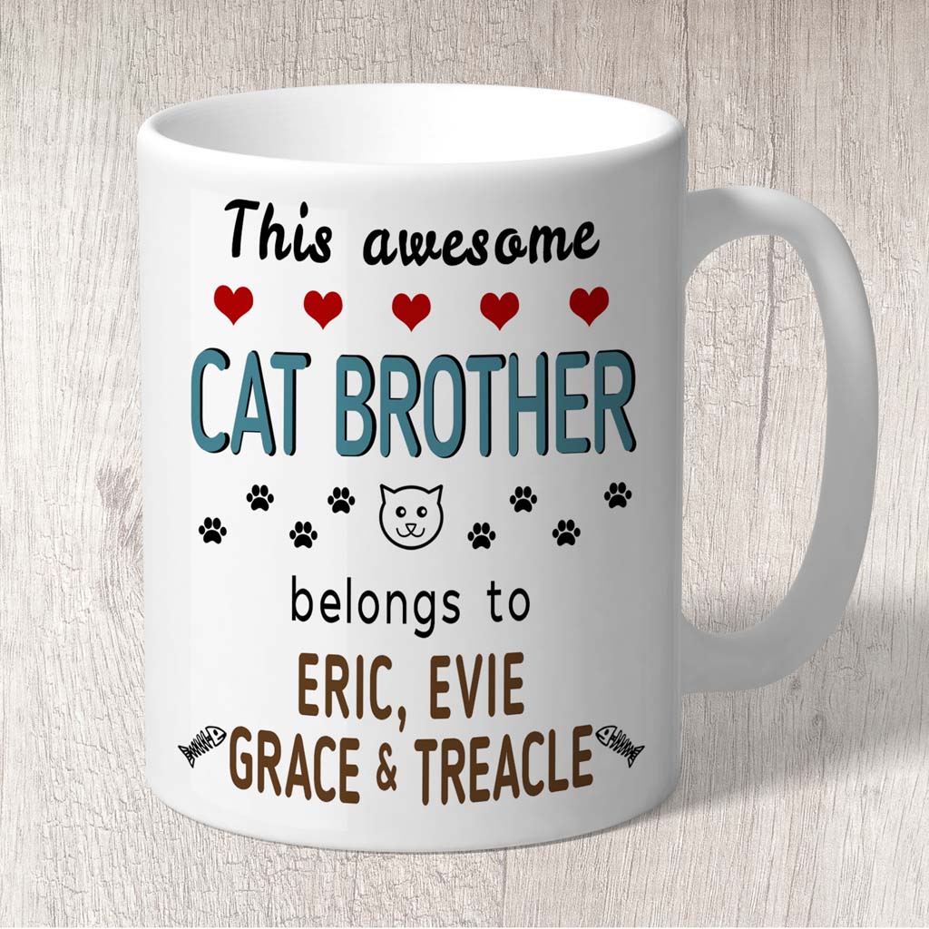 This Awesome Cat Brother Belongs to (3-7 Cat names) Mug