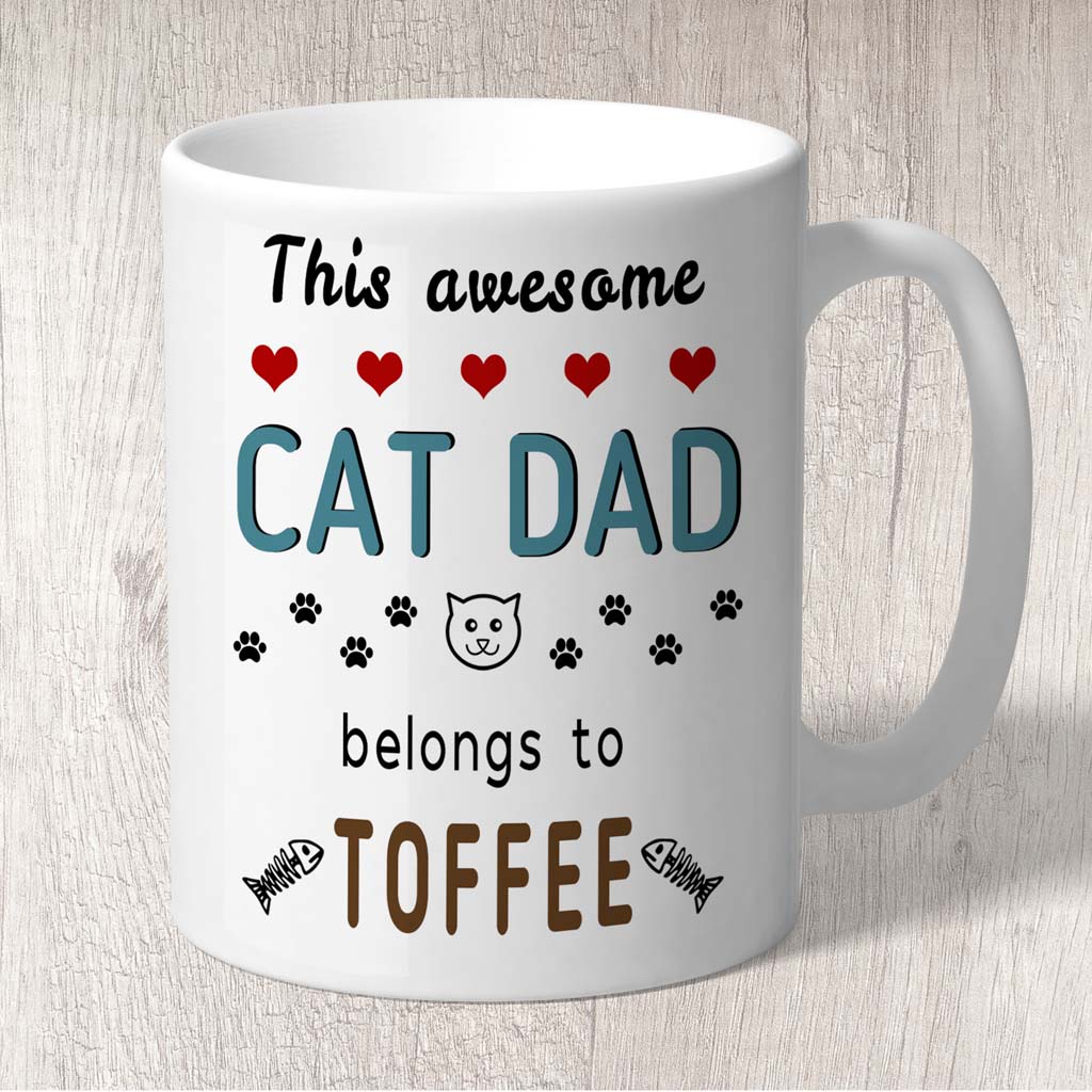 This Awesome Cat Dad Belongs to (1 x Cat name) Mug