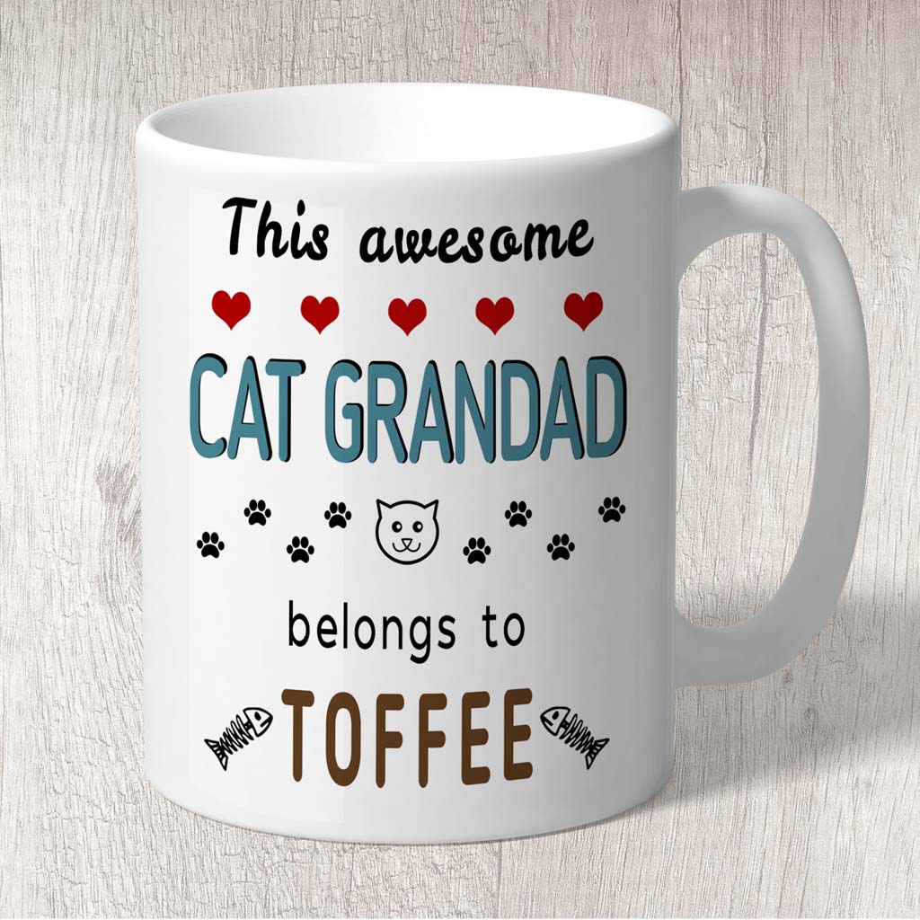 This Awesome Cat Grandad Belongs to (1 x Cat name) Mug