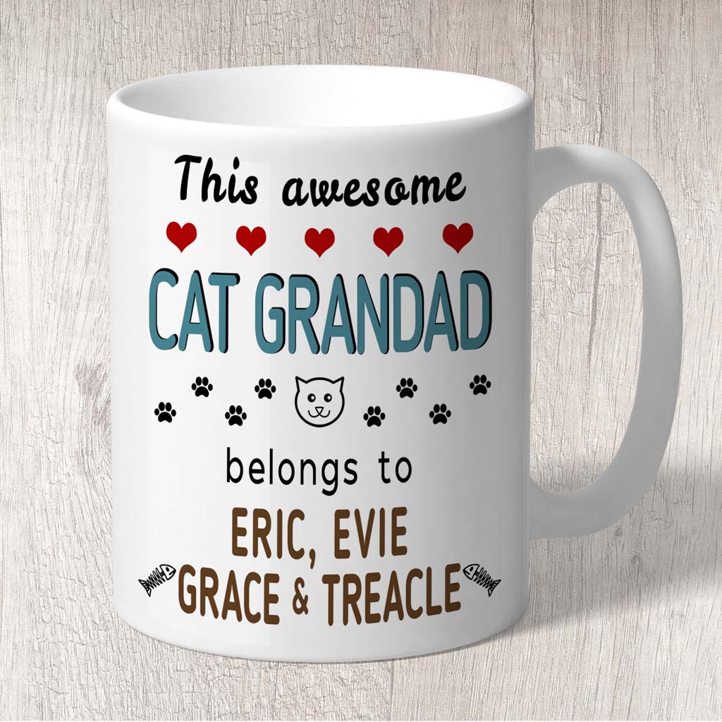 This Awesome Cat Grandad Belongs to (3-7 Cat names) Mug