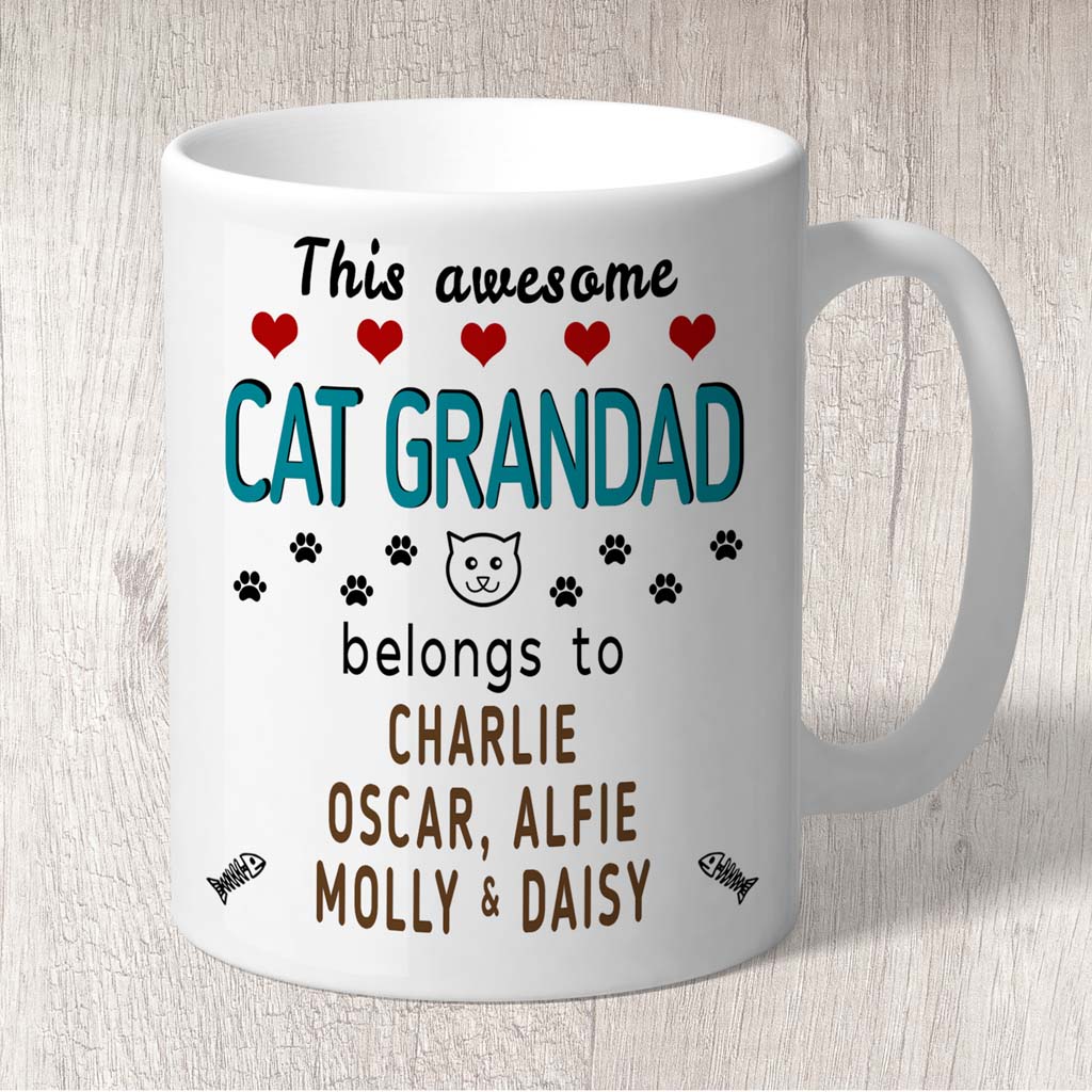 This Awesome Cat Grandad Belongs to (3-7 Cat names) Mug
