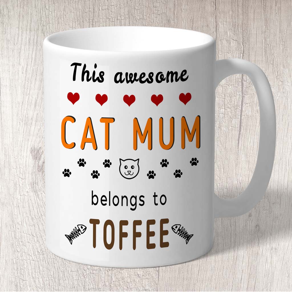 This Awesome Cat Mum Belongs to (1 x Cat name) Mug