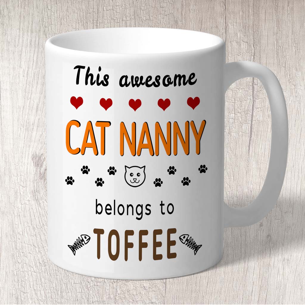 This Awesome Cat Nanny Belongs to (1 x Cat name) Mug