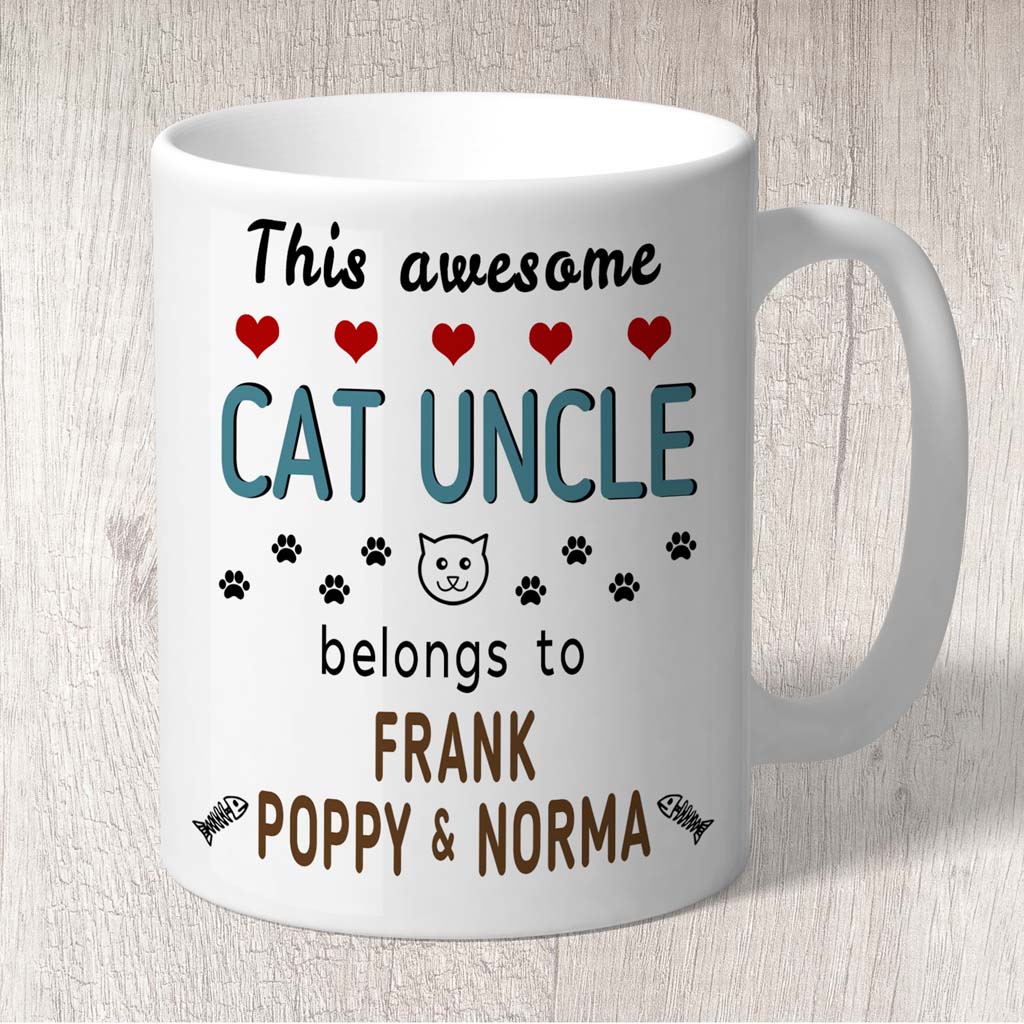 This Awesome Cat Uncle Belongs to (3-7 Cat names) Mug