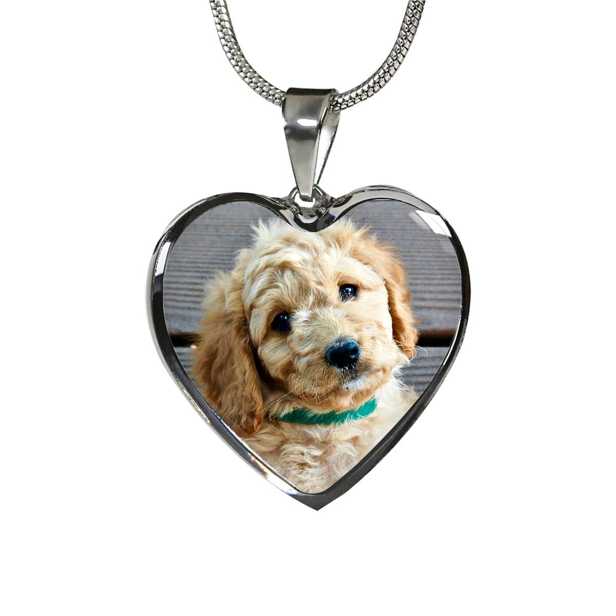 Personalised Dog Photo Heart Necklace (Silver)