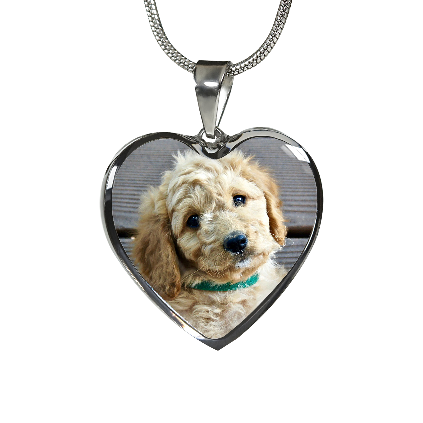Personalised Dog Photo Heart Necklace (Silver)