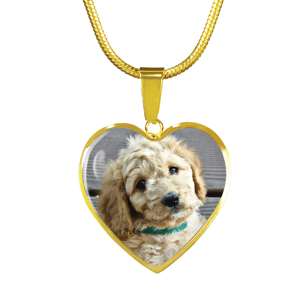 Personalised Dog Photo Heart Necklace (Gold)